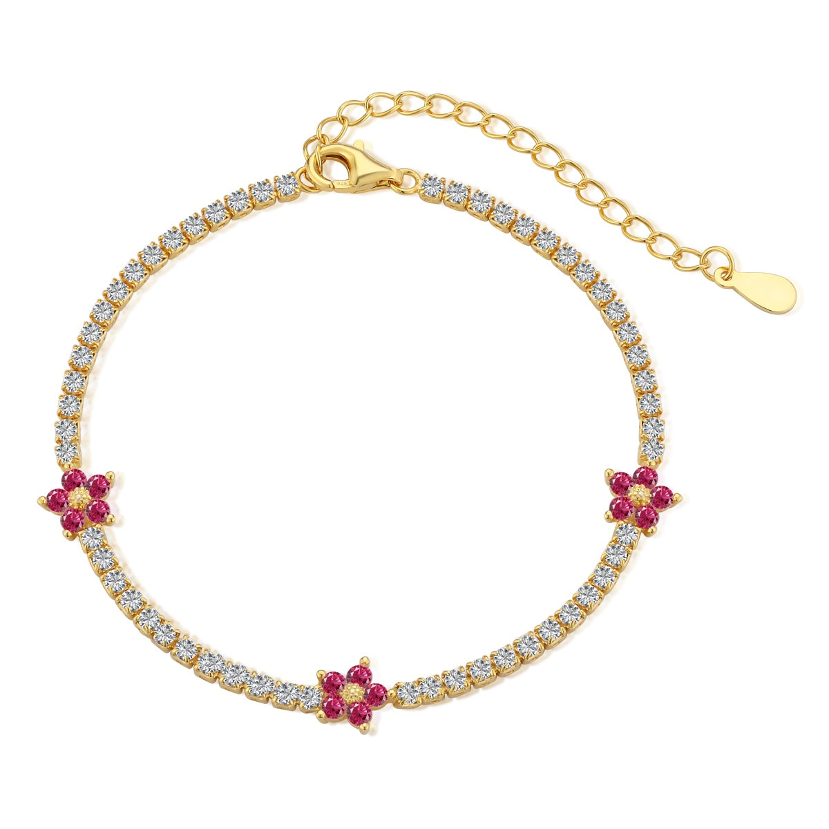[Elowen Jewels]Sparkling Flower Shape Tennis Bracelet