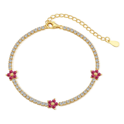 [Elowen Jewels]Sparkling Flower Shape Tennis Bracelet