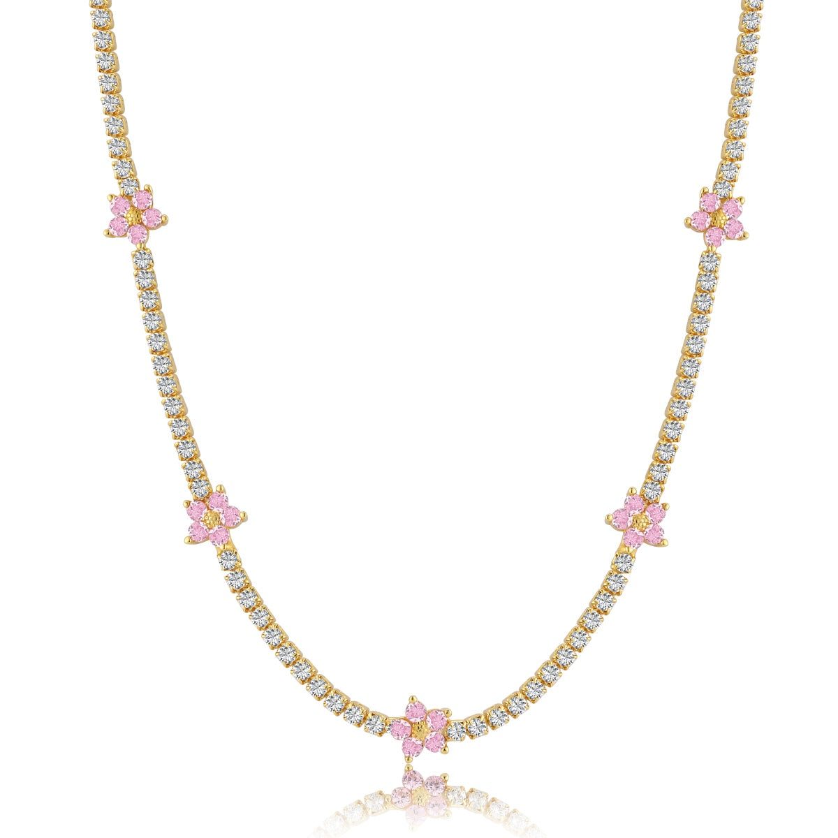 [Elowen Jewels]Luxurious Colorful Flower Tennis Necklace