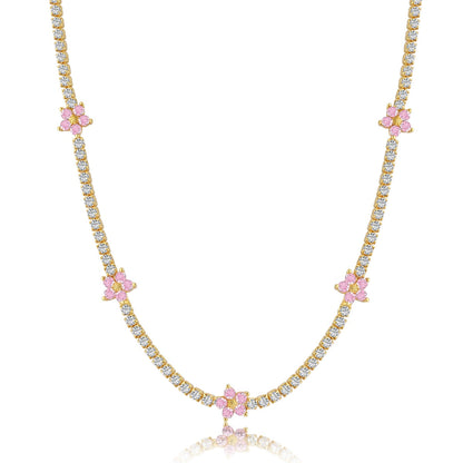 [Elowen Jewels]Luxurious Colorful Flower Tennis Necklace