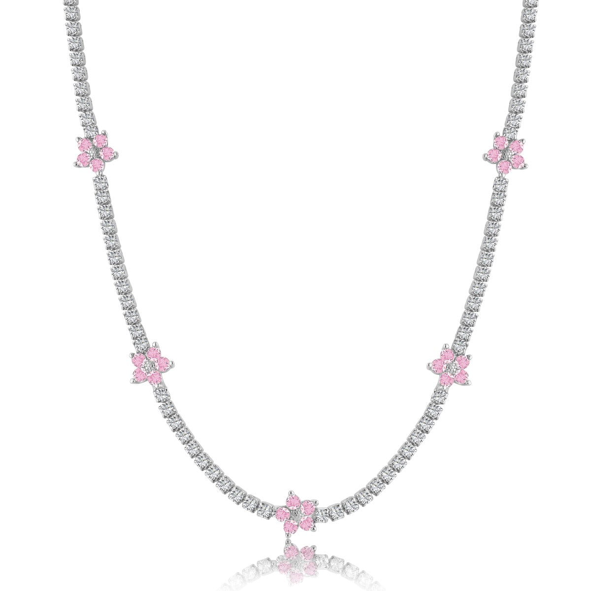 [Elowen Jewels]Luxurious Colorful Flower Tennis Necklace