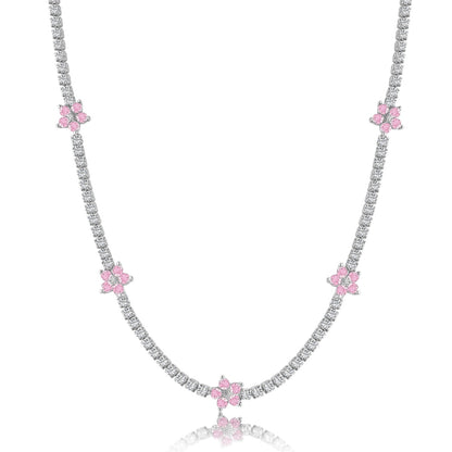[Elowen Jewels]Luxurious Colorful Flower Tennis Necklace