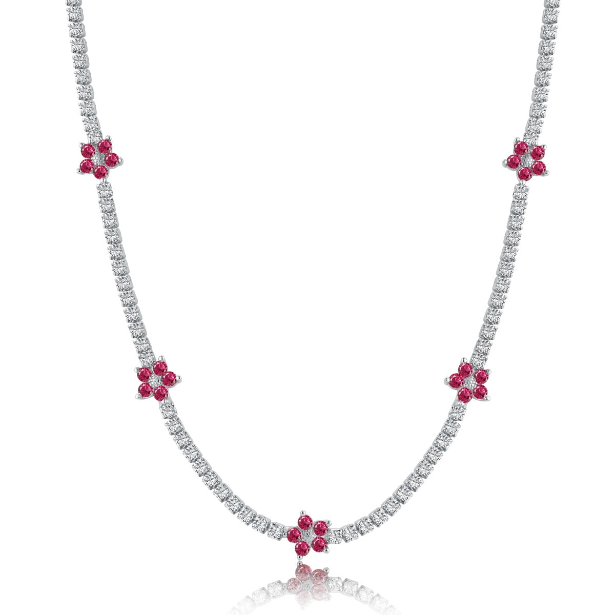 [Elowen Jewels]Luxurious Colorful Flower Tennis Necklace