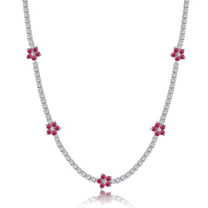 [Elowen Jewels]Luxurious Colorful Flower Tennis Necklace