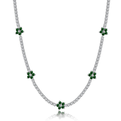 [Elowen Jewels]Luxurious Colorful Flower Tennis Necklace