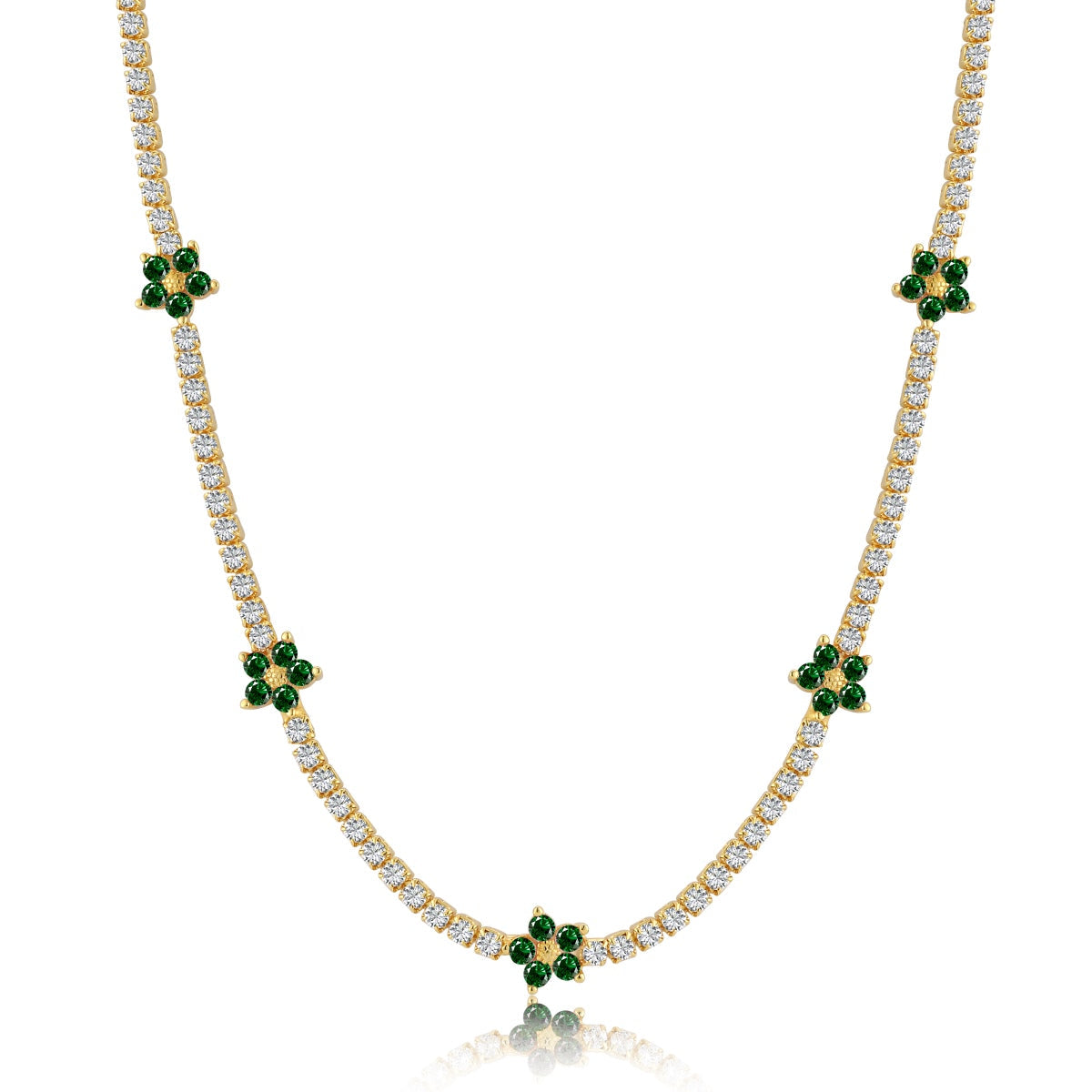 [Elowen Jewels]Luxurious Colorful Flower Tennis Necklace