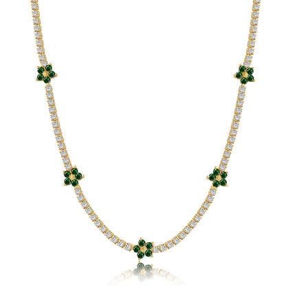 [Elowen Jewels]Luxurious Colorful Flower Tennis Necklace