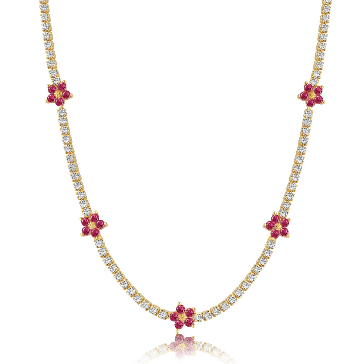 [Elowen Jewels]Luxurious Colorful Flower Tennis Necklace