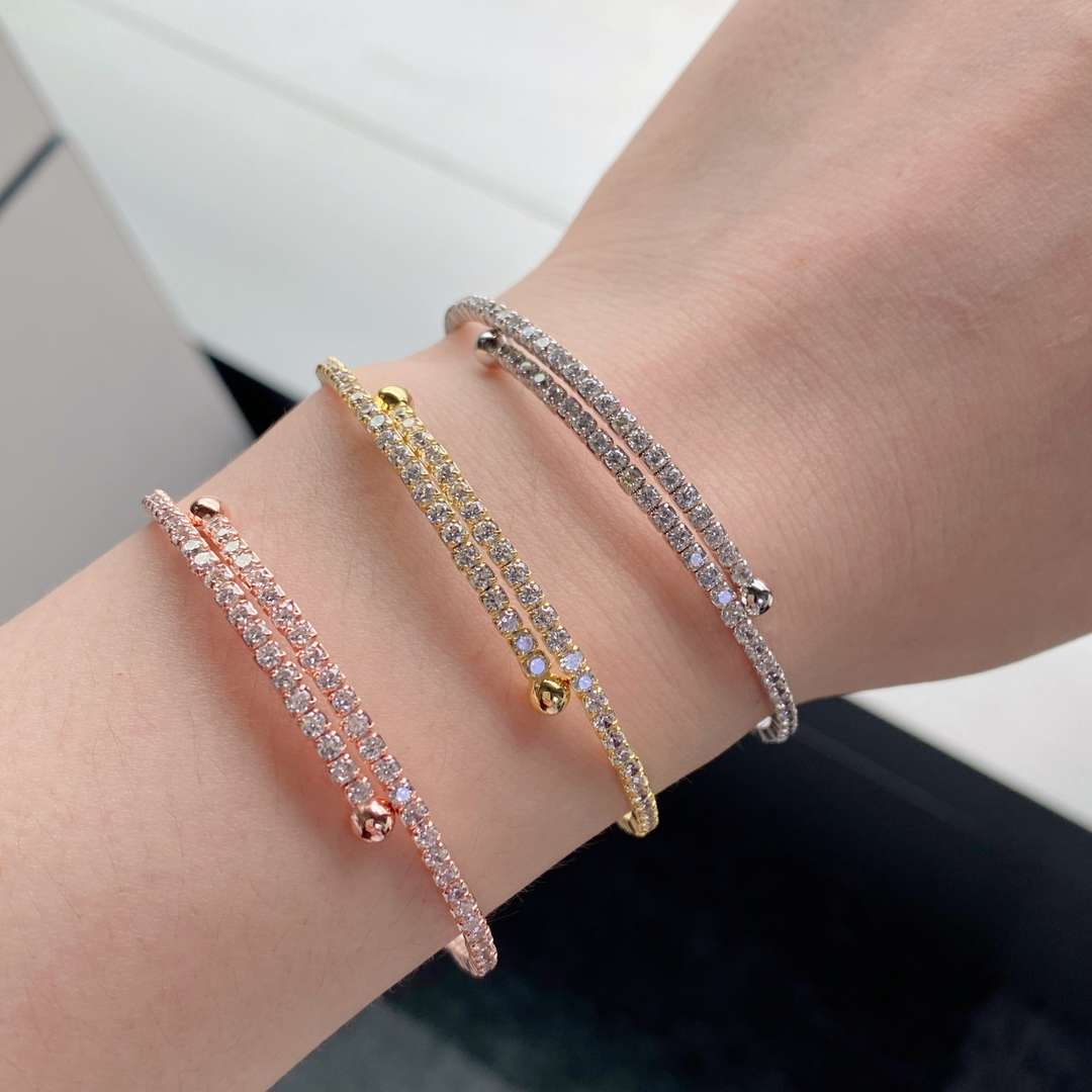 [Elowen Jewels]Row of Diamonds Round Fashion Bracelet