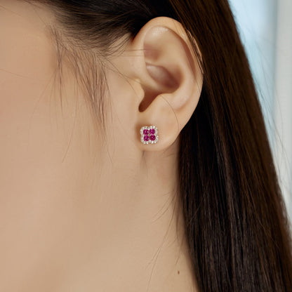 [Elowen Jewels]Four-Leaf Clover Flower Shaped Earrings