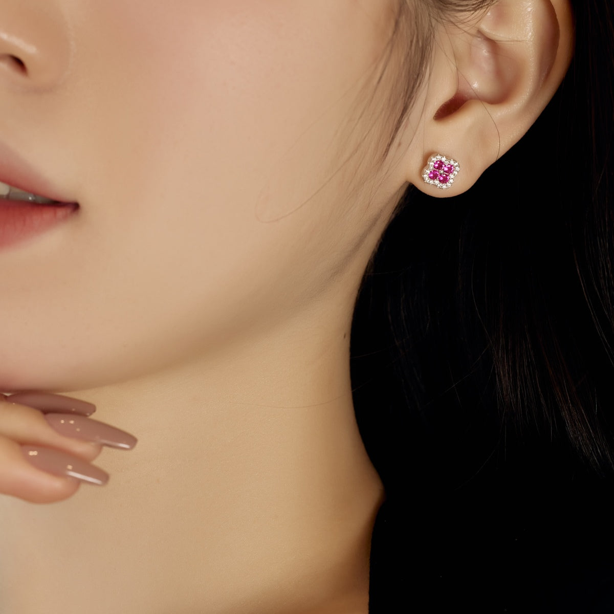 [Elowen Jewels]Four-Leaf Clover Flower Shaped Earrings