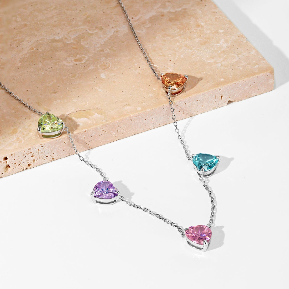 [Elowen Jewels]Sparkling Colorful Heart Cut Necklace