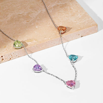 [Elowen Jewels]Sparkling Colorful Heart Cut Necklace