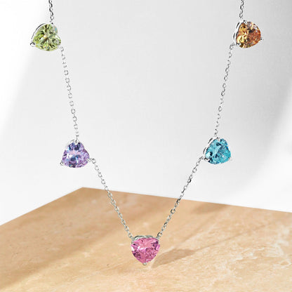 [Elowen Jewels]Sparkling Colorful Heart Cut Necklace