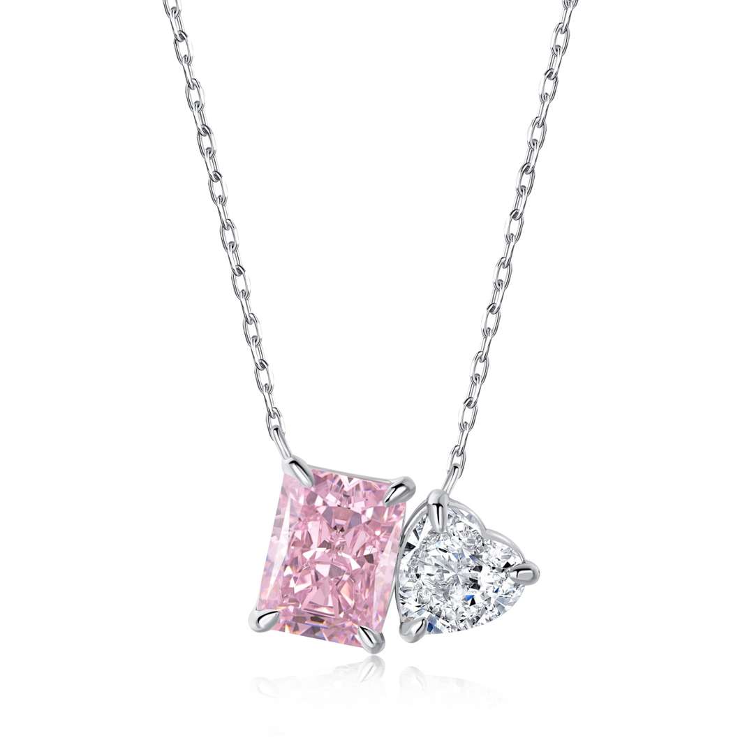 [Elowen Jewels]Dazzling Square & Heart Shape Necklace