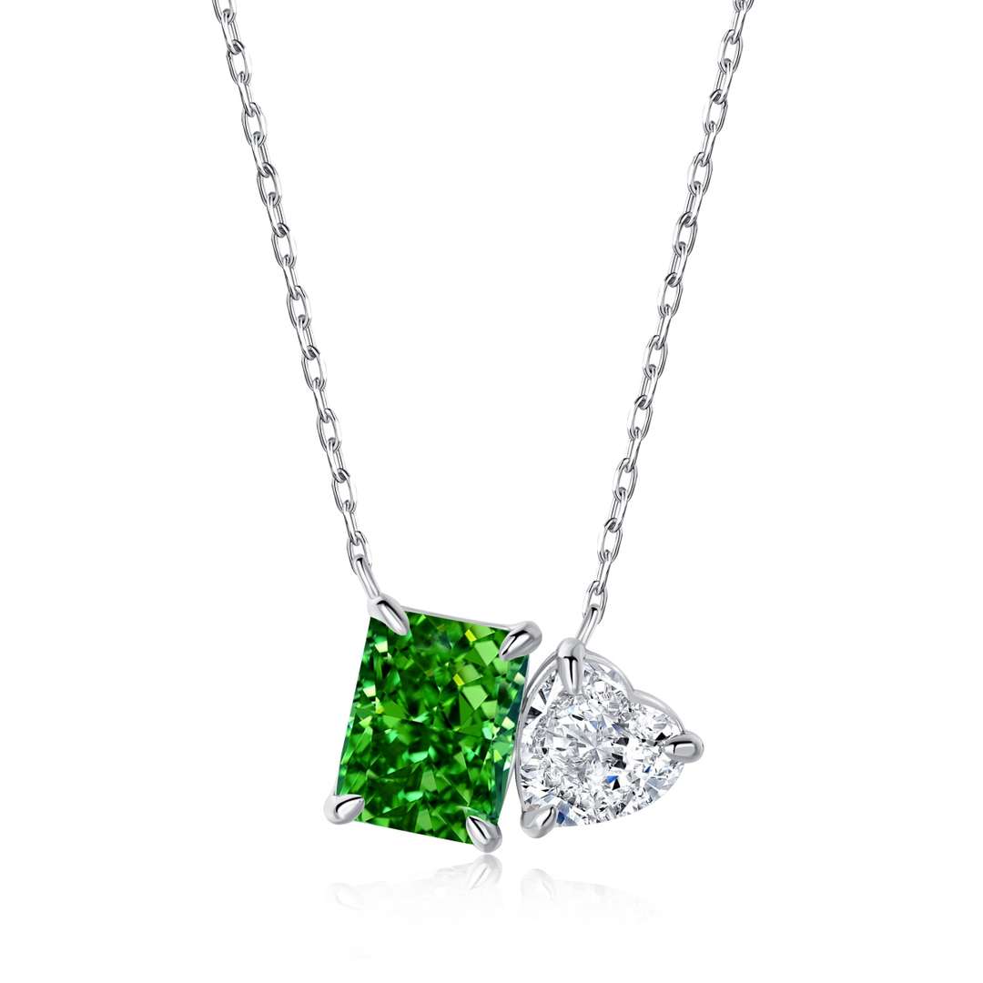 [Elowen Jewels]Dazzling Square & Heart Shape Necklace