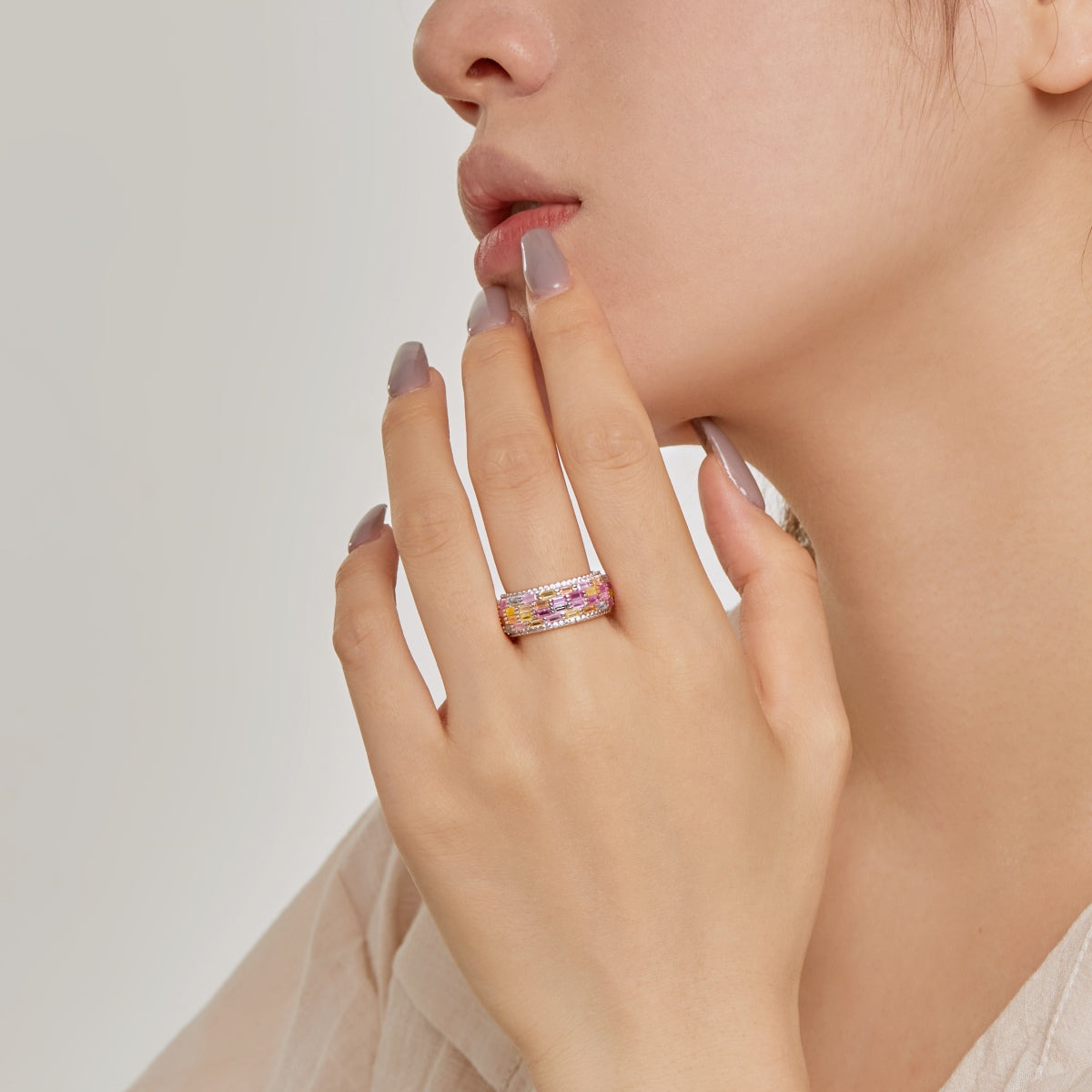 [Elowen Jewels]Radiant Colorful Radiant Cut Daily Ring