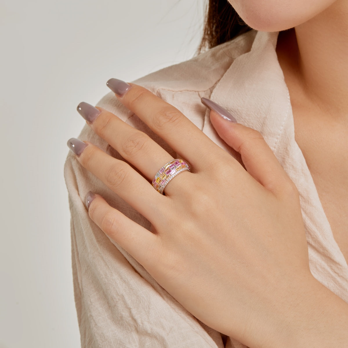 [Elowen Jewels]Radiant Colorful Radiant Cut Daily Ring