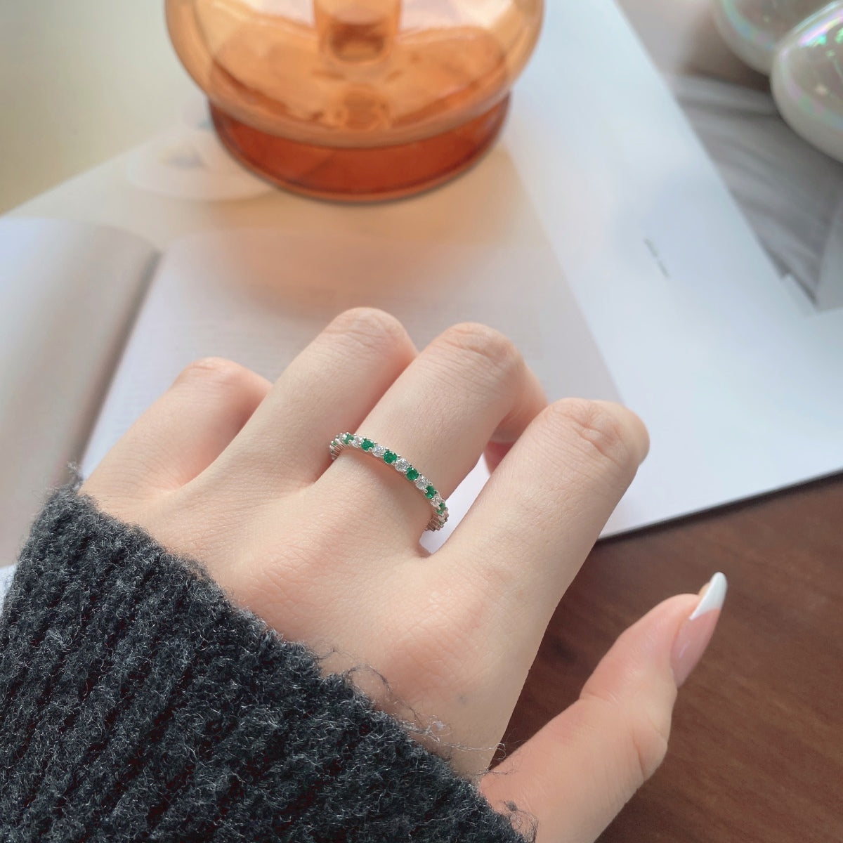 [Elowen Jewels]Exquisite Colorful Round Cut Tennis Ring