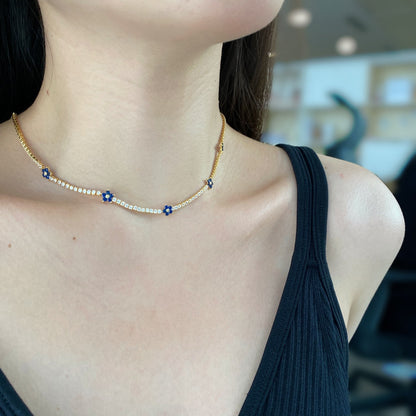 [Elowen Jewels]Luxurious Colorful Flower Tennis Necklace