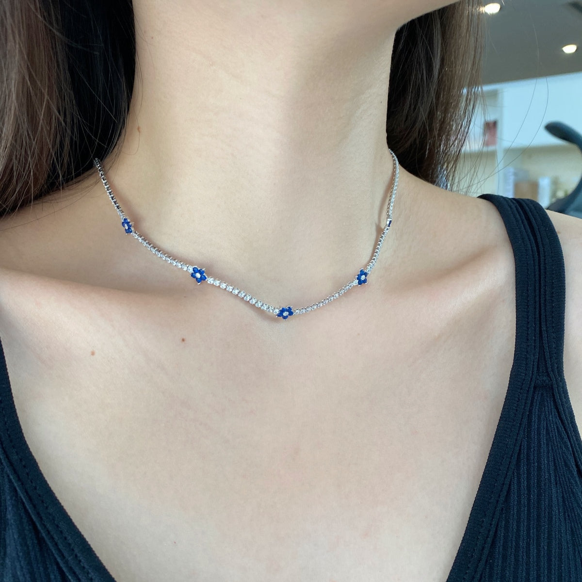 [Elowen Jewels]Luxurious Colorful Flower Tennis Necklace