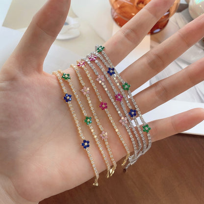 [Elowen Jewels]Sparkling Flower Shape Tennis Bracelet