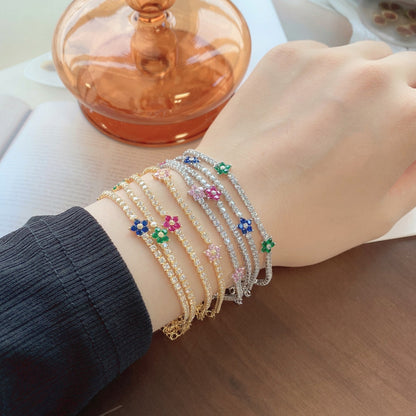 [Elowen Jewels]Sparkling Flower Shape Tennis Bracelet