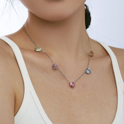 [Elowen Jewels]Sparkling Colorful Heart Cut Necklace