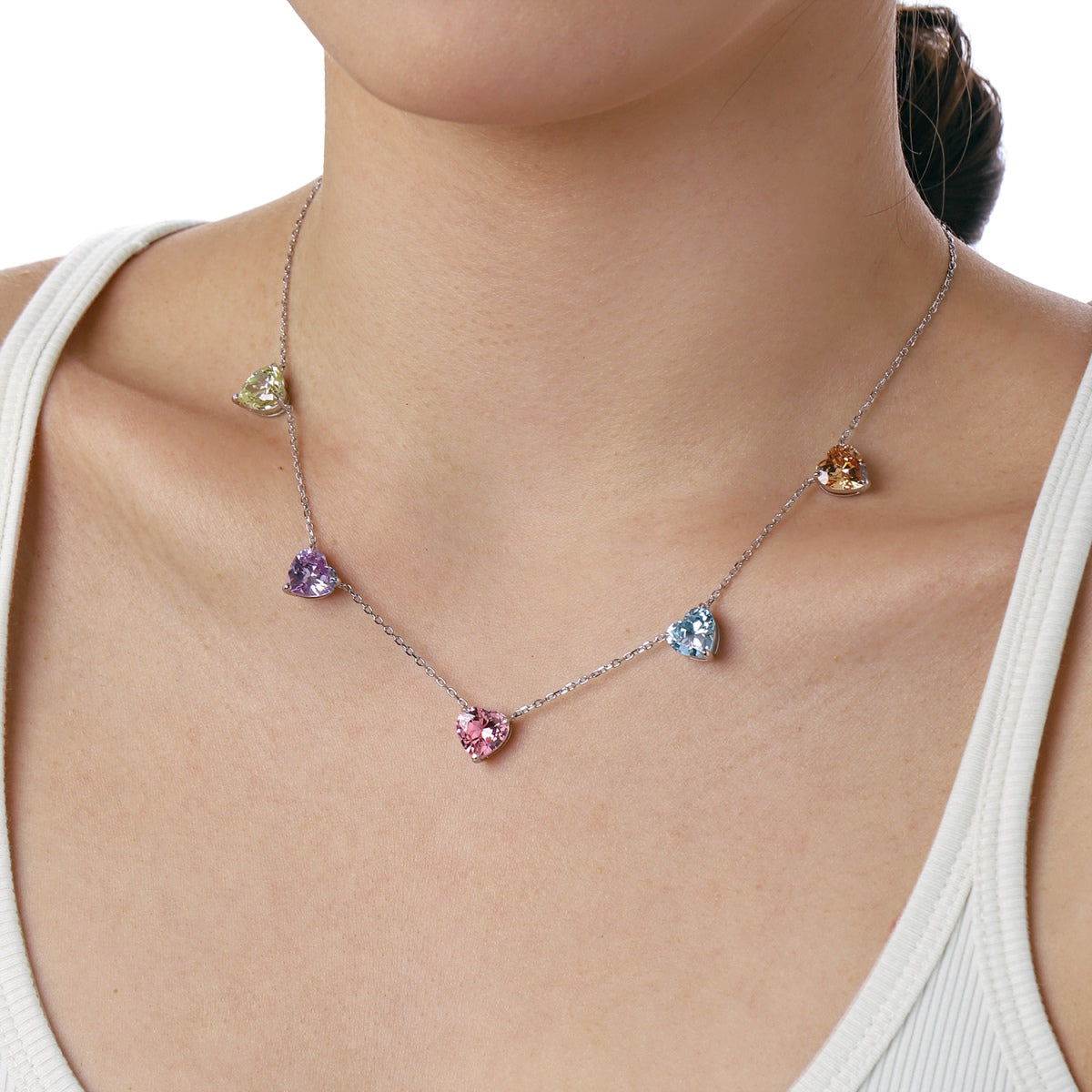 [Elowen Jewels]Sparkling Colorful Heart Cut Necklace