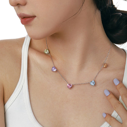 [Elowen Jewels]Sparkling Colorful Heart Cut Necklace