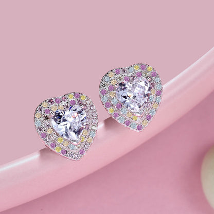 [Elowen Jewels]Dazzling Heart Shape Lover Earrings