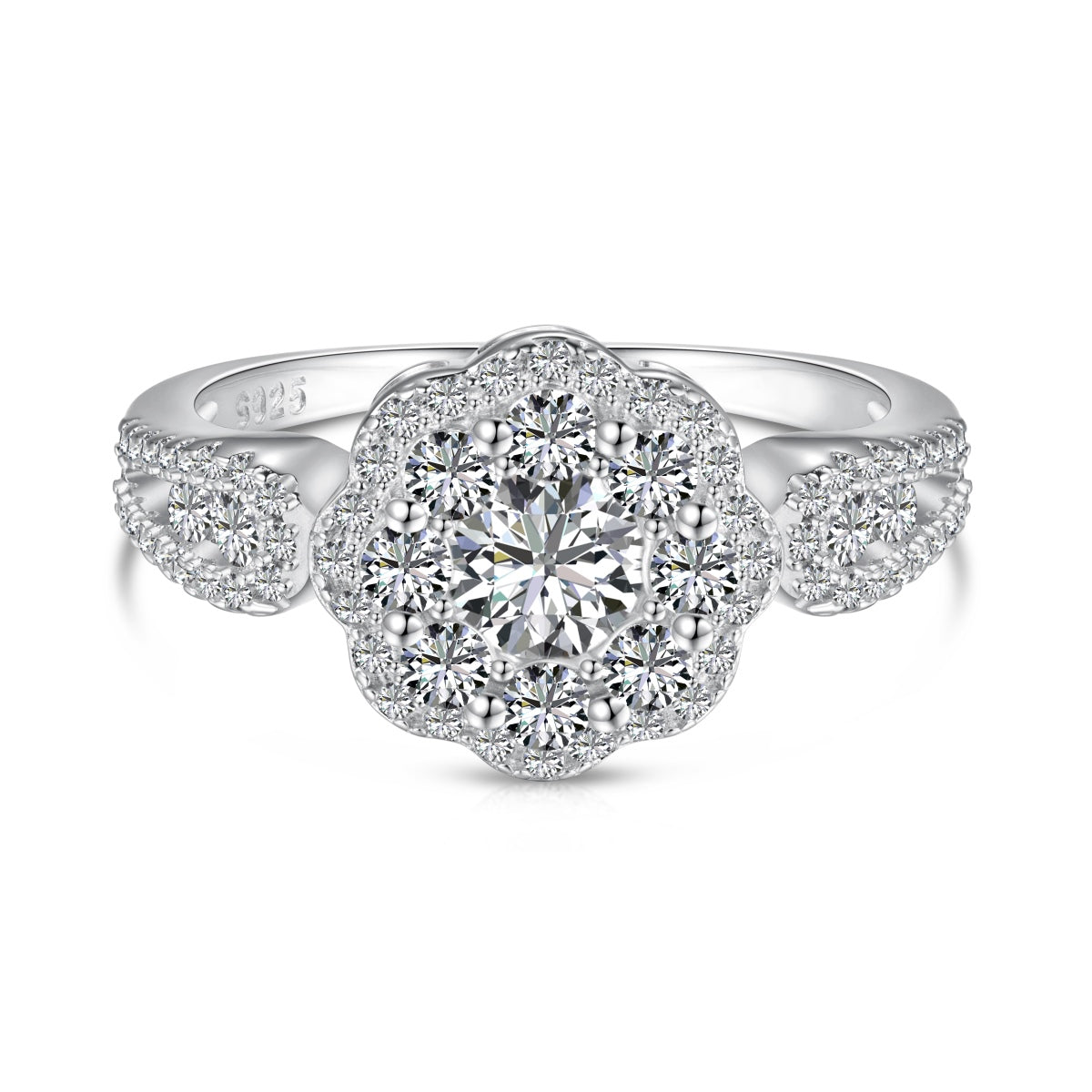 [Elowen Jewels]Delicate Colorful Round Cut Flower Shape Wedding Ring