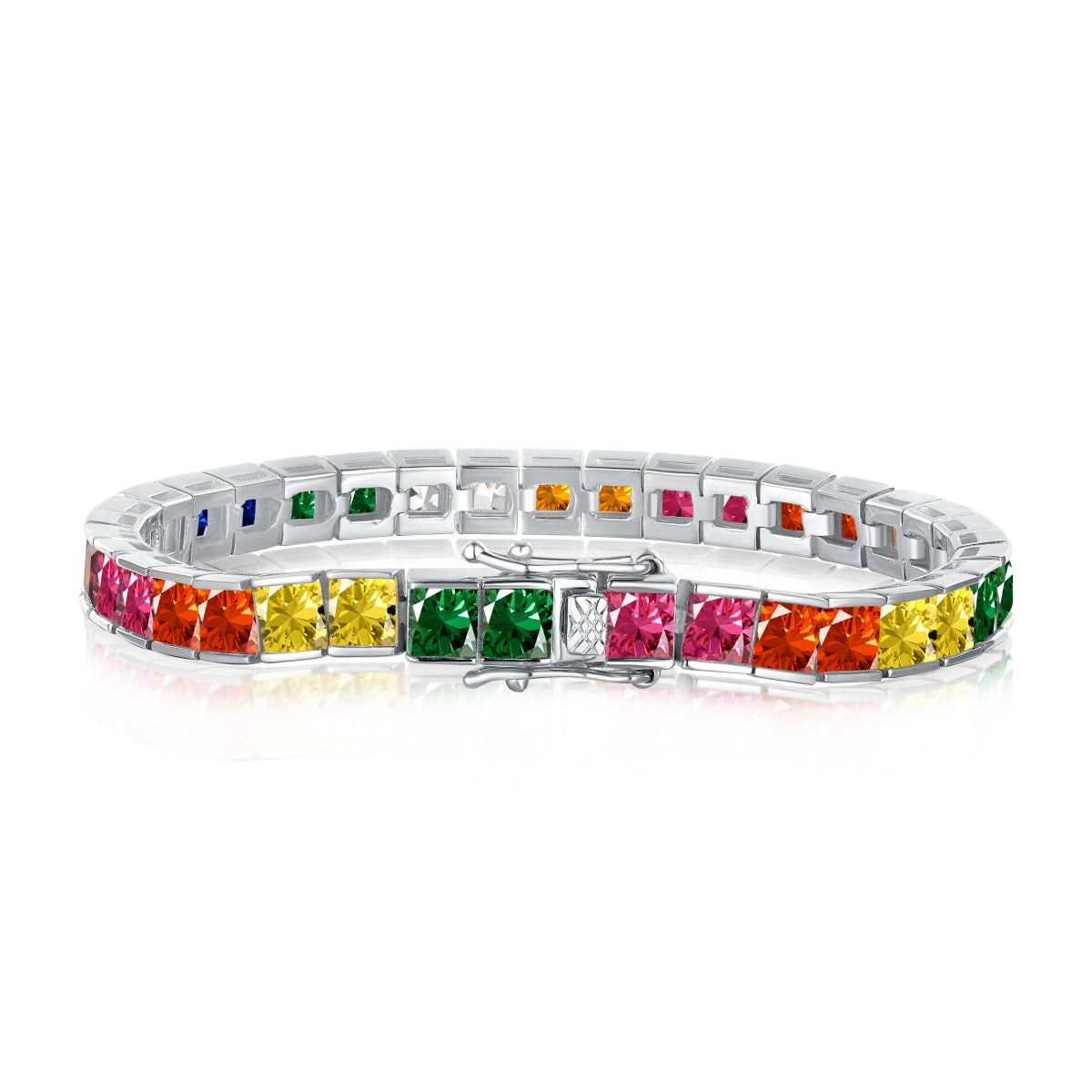 [Elowen Jewels]Radiant Colorful Princess Cut Tennis Bracelet