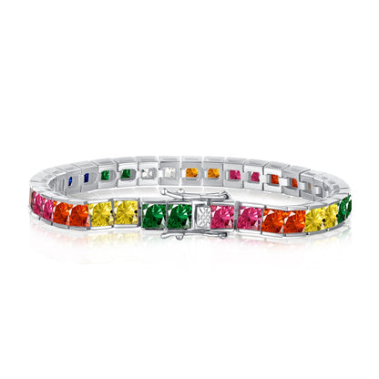 [Elowen Jewels]Radiant Colorful Princess Cut Tennis Bracelet