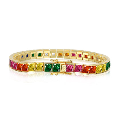 [Elowen Jewels]Radiant Colorful Princess Cut Tennis Bracelet