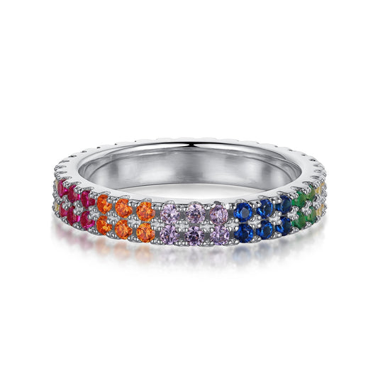[Elowen Jewels]Unique Colorful Round Cut Tennis Ring