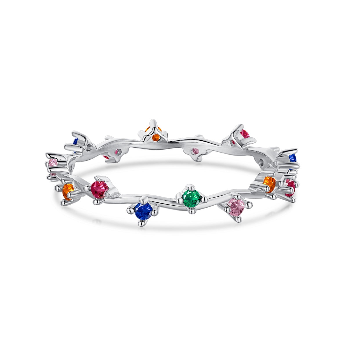[Elowen Jewels]Radiant Colorful Round Cut Daily Ring
