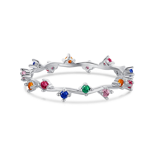 [Elowen Jewels]Radiant Colorful Round Cut Daily Ring