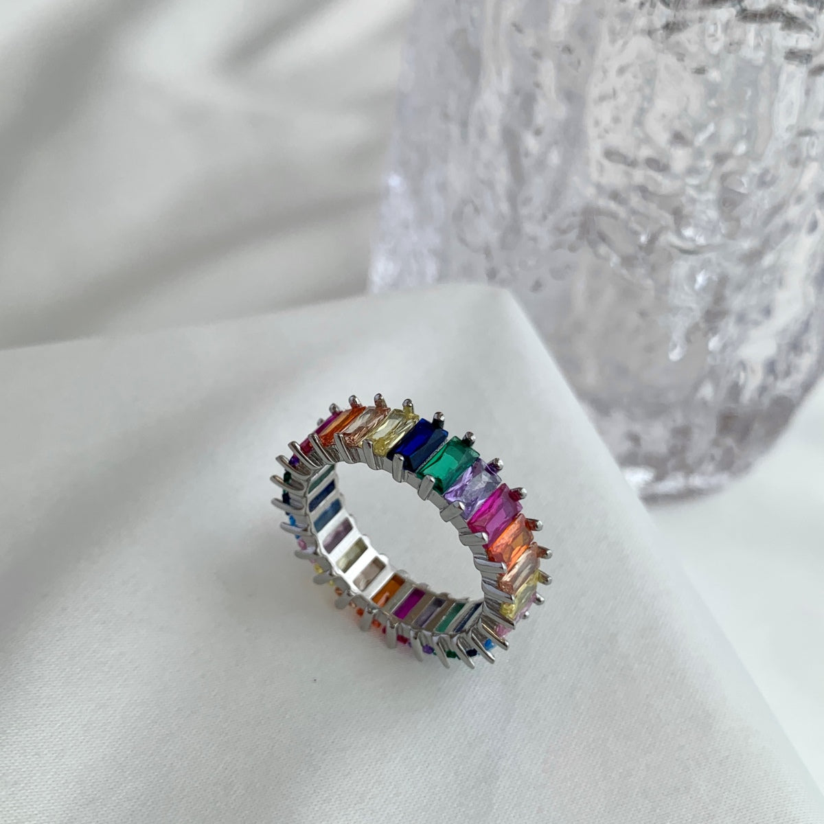 [Elowen Jewels]Unique Colorful Radiant Cut RIng