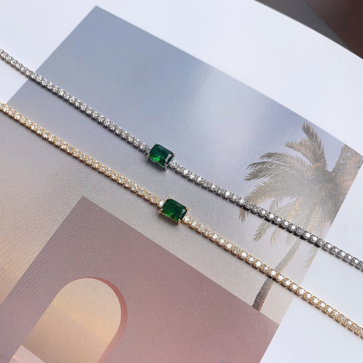 [Elowen Jewels]1.0 Carat Unique Emerald Cut Banquet Bracelet