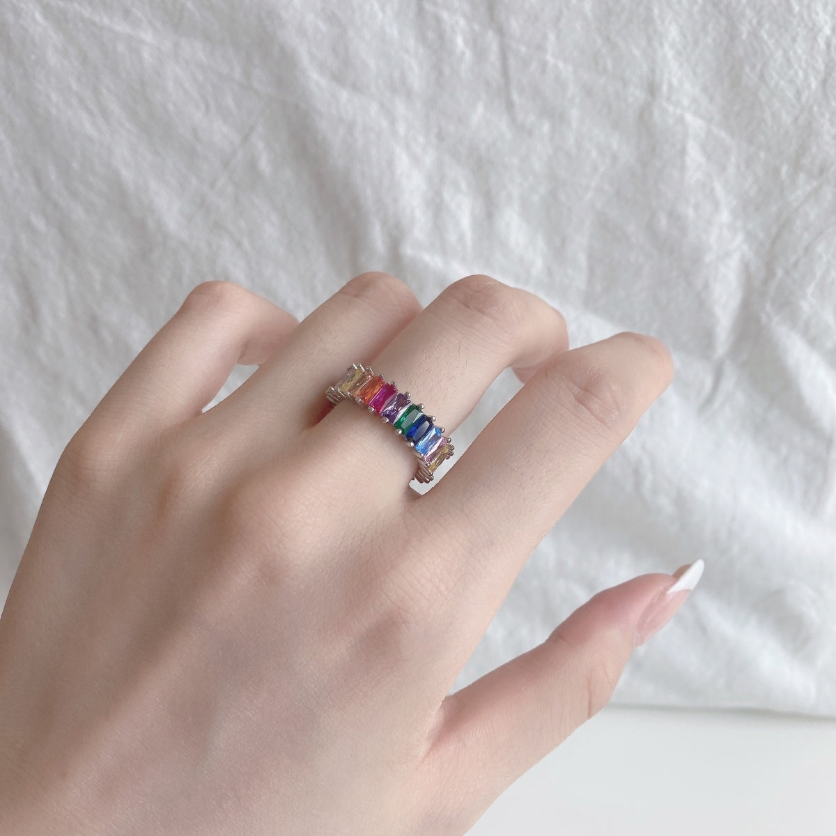[Elowen Jewels]Unique Colorful Radiant Cut RIng