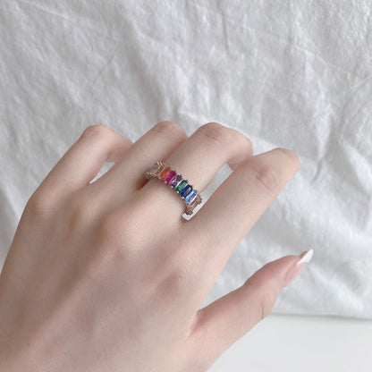 [Elowen Jewels]Unique Colorful Radiant Cut RIng