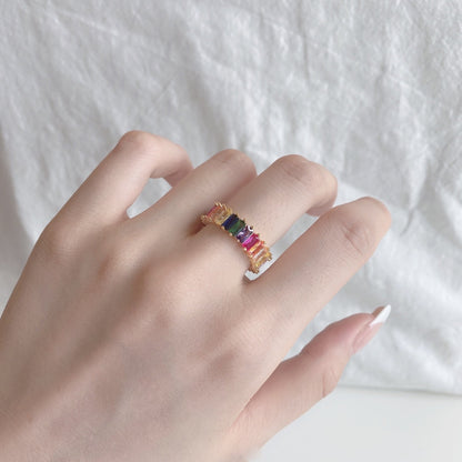 [Elowen Jewels]Unique Colorful Radiant Cut RIng