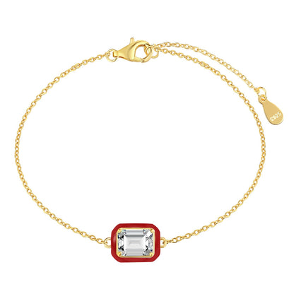 [Elowen Jewels]2.0 Carat Sparkling Colorful Emerald Cut Daily Bracelet