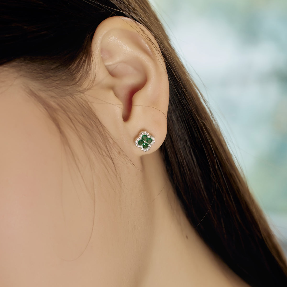 [Elowen Jewels]Four-Leaf Clover Flower Shaped Earrings