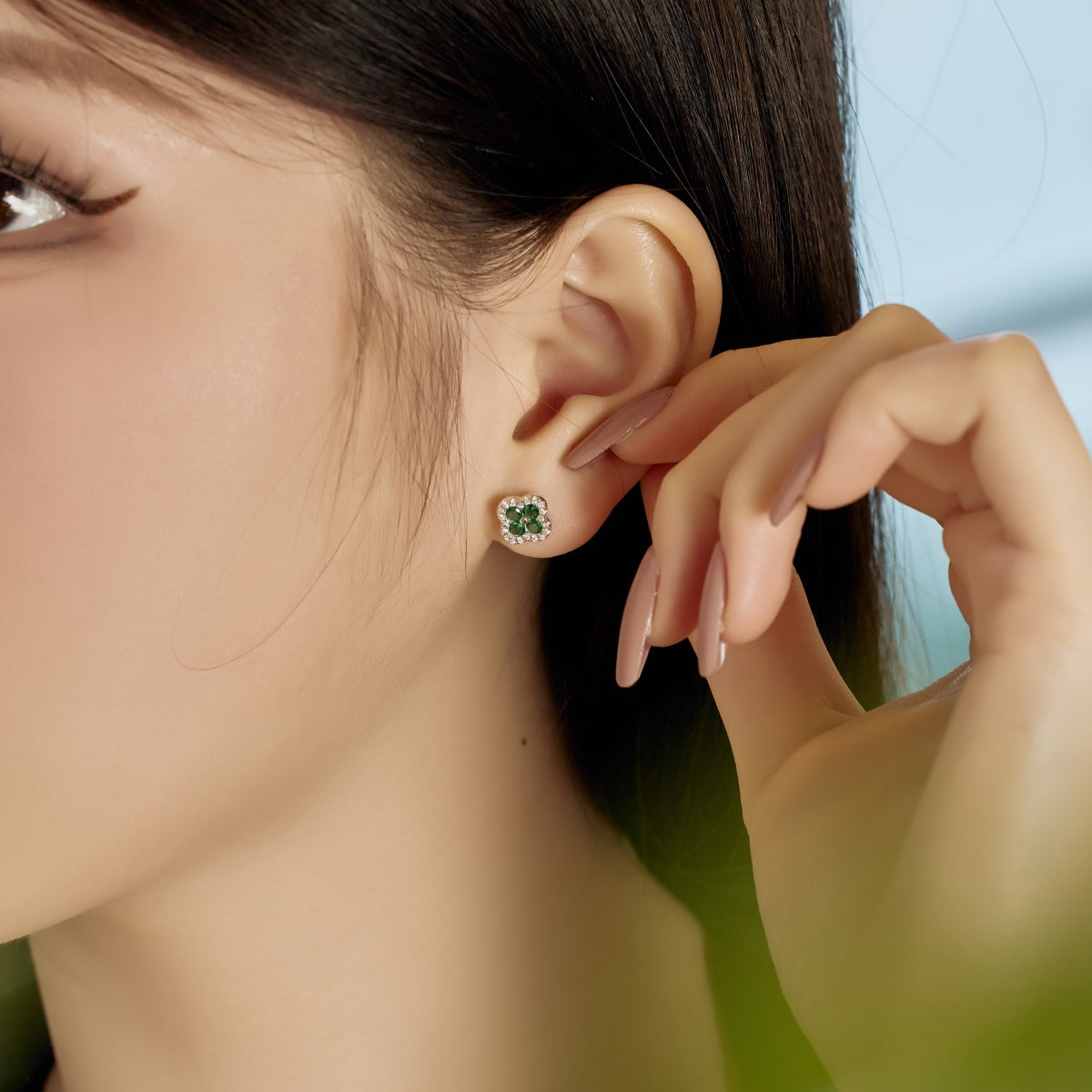 [Elowen Jewels]Four-Leaf Clover Flower Shaped Earrings