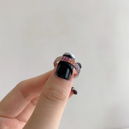 [Elowen Jewels]Unique Colorful Round Cut Tennis Ring