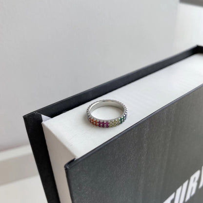 [Elowen Jewels]Unique Colorful Round Cut Tennis Ring