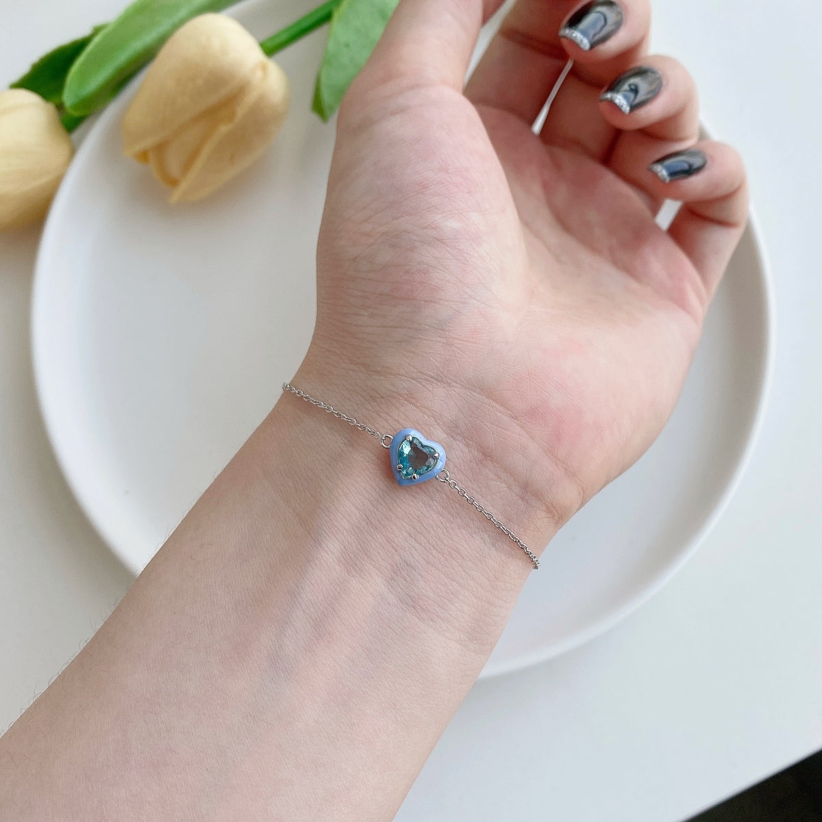 [Elowen Jewels]Sparkling Romantic Heart Shape Lover Bracelet