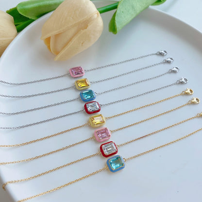 [Elowen Jewels]2.0 Carat Sparkling Colorful Emerald Cut Daily Bracelet
